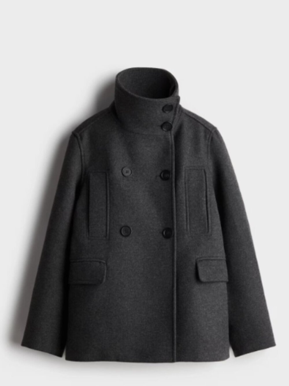 H&M Women's High-Collar Jacket- Dark Gray-XL